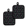 Purple And Teal Skull Pattern Print Pot Holders