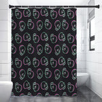 Purple And Teal Skull Pattern Print Premium Shower Curtain