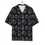 Purple And Teal Skull Pattern Print Rayon Hawaiian Shirt