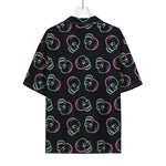 Purple And Teal Skull Pattern Print Rayon Hawaiian Shirt