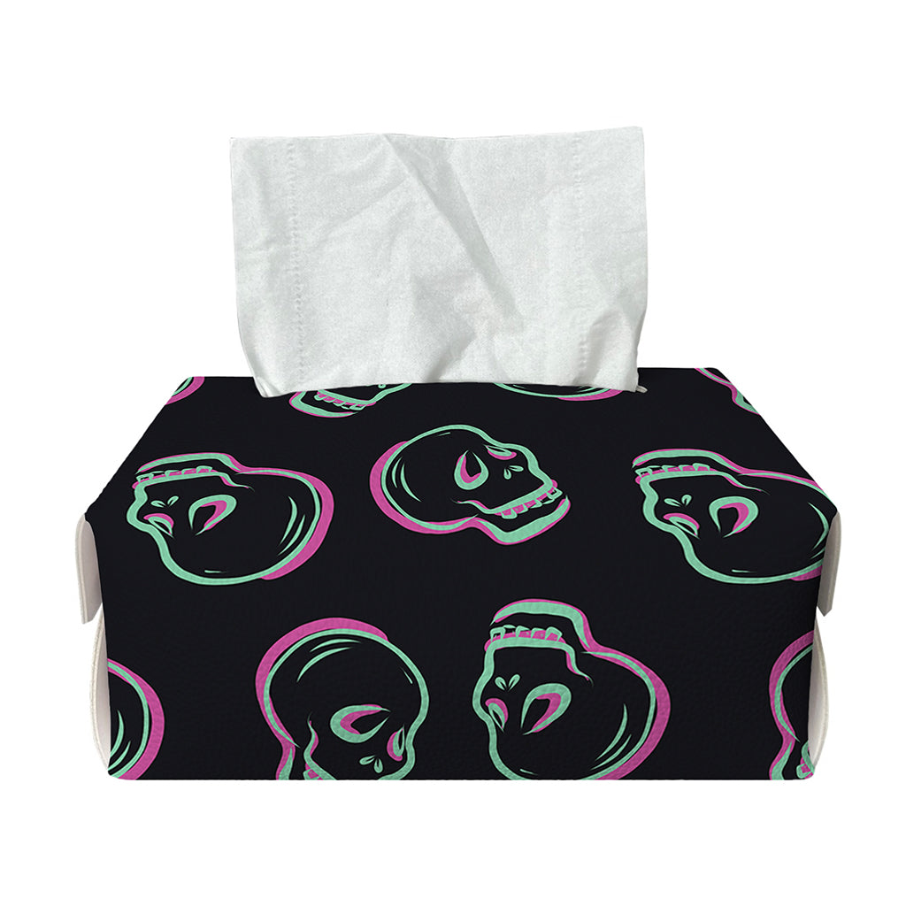 Purple And Teal Skull Pattern Print Rectangle Tissue Box Cover