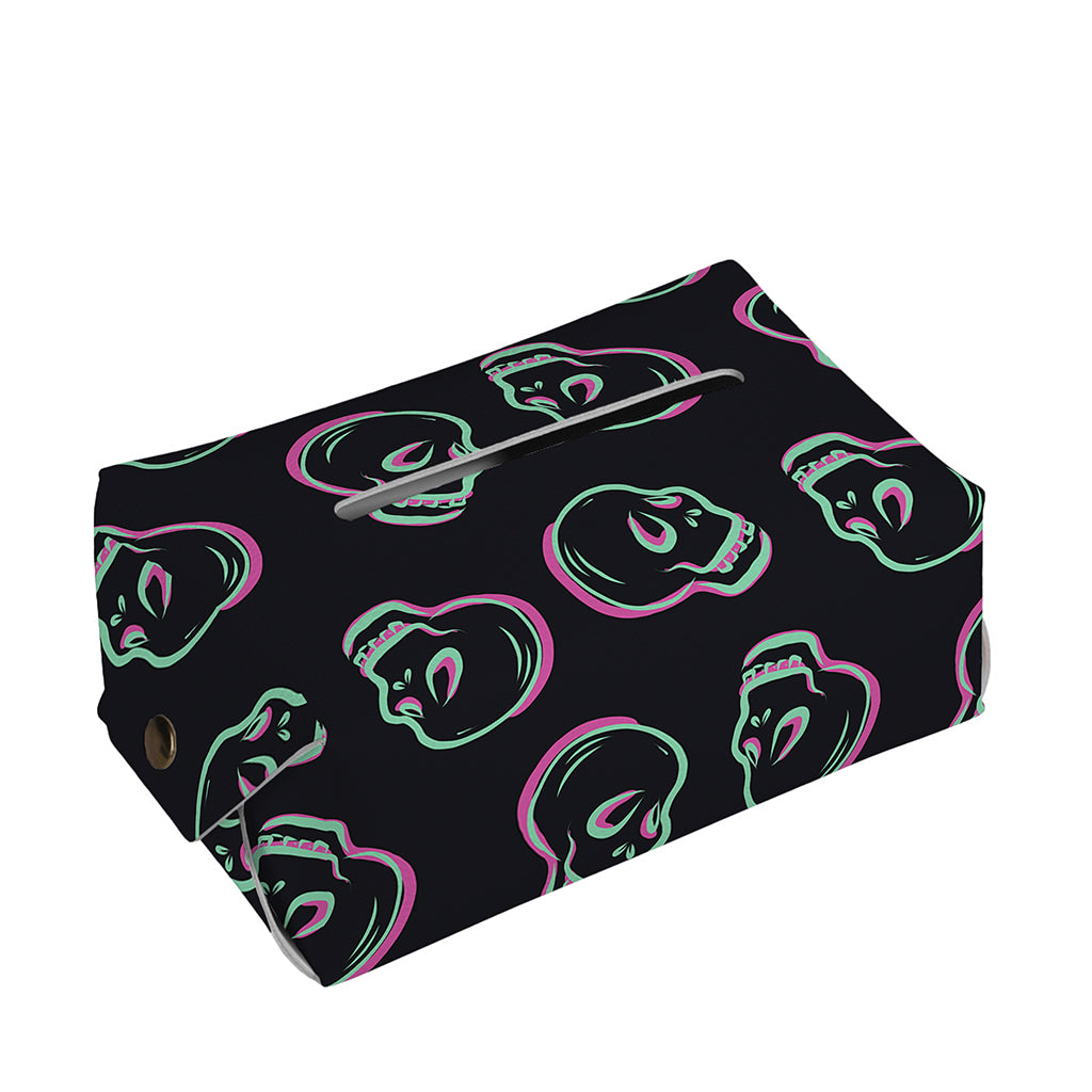 Purple And Teal Skull Pattern Print Rectangle Tissue Box Cover