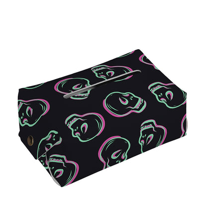 Purple And Teal Skull Pattern Print Rectangle Tissue Box Cover