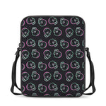 Purple And Teal Skull Pattern Print Rectangular Crossbody Bag