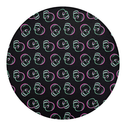 Purple And Teal Skull Pattern Print Round Blanket