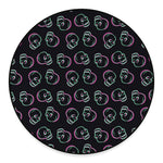 Purple And Teal Skull Pattern Print Round Floor Mat