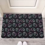 Purple And Teal Skull Pattern Print Rubber Doormat