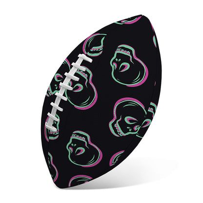 Purple And Teal Skull Pattern Print Rugby Ball