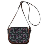 Purple And Teal Skull Pattern Print Saddle Bag