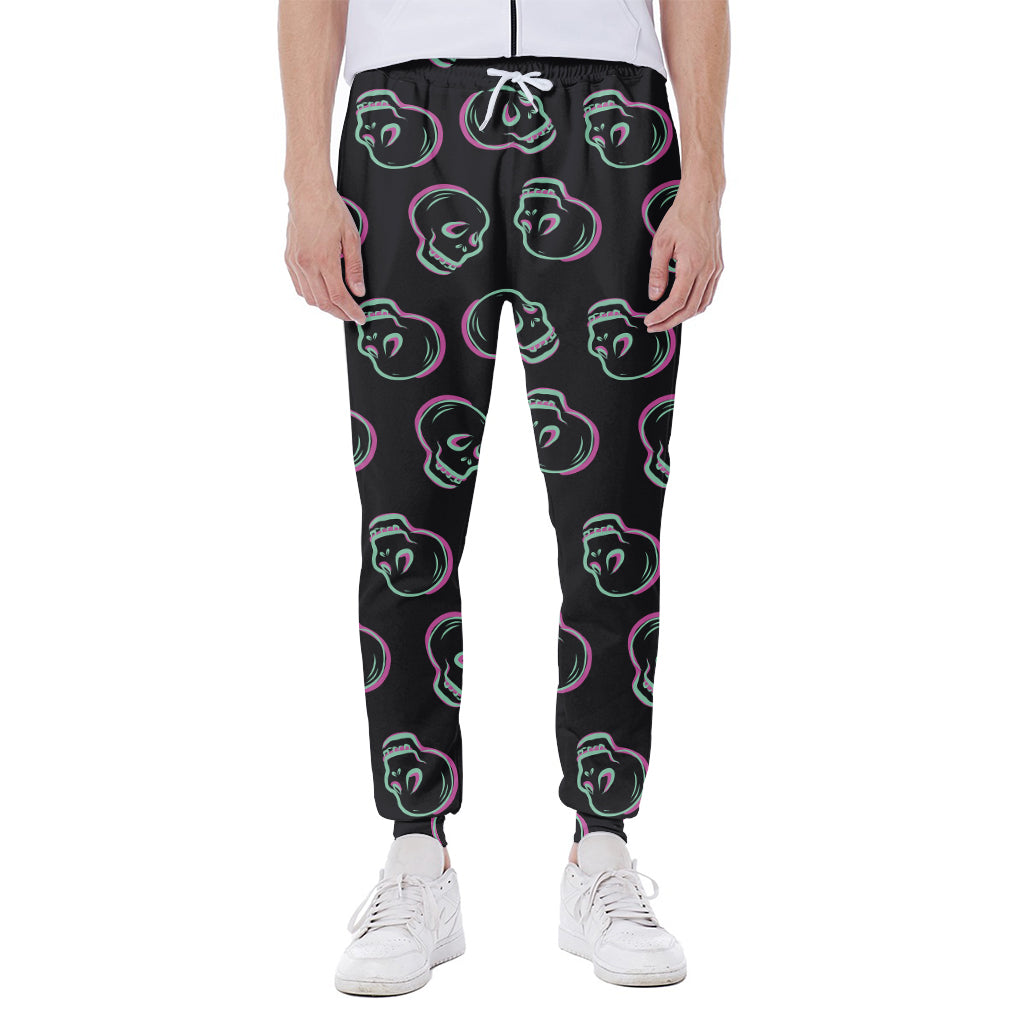 Purple And Teal Skull Pattern Print Scuba Joggers