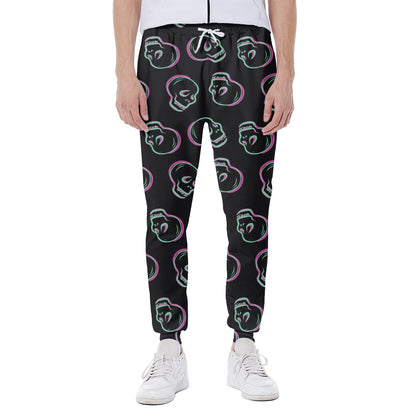 Purple And Teal Skull Pattern Print Scuba Joggers