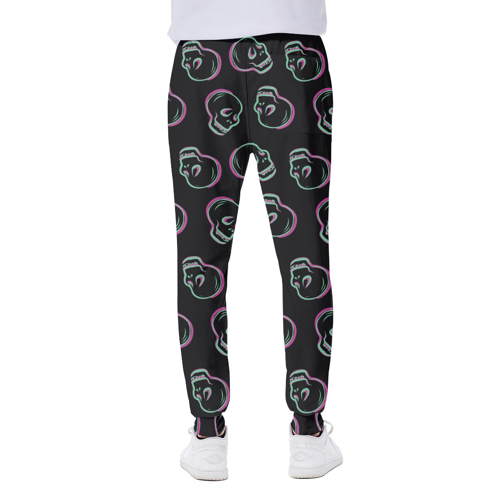 Purple And Teal Skull Pattern Print Scuba Joggers