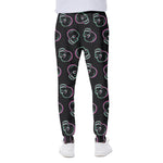 Purple And Teal Skull Pattern Print Scuba Joggers