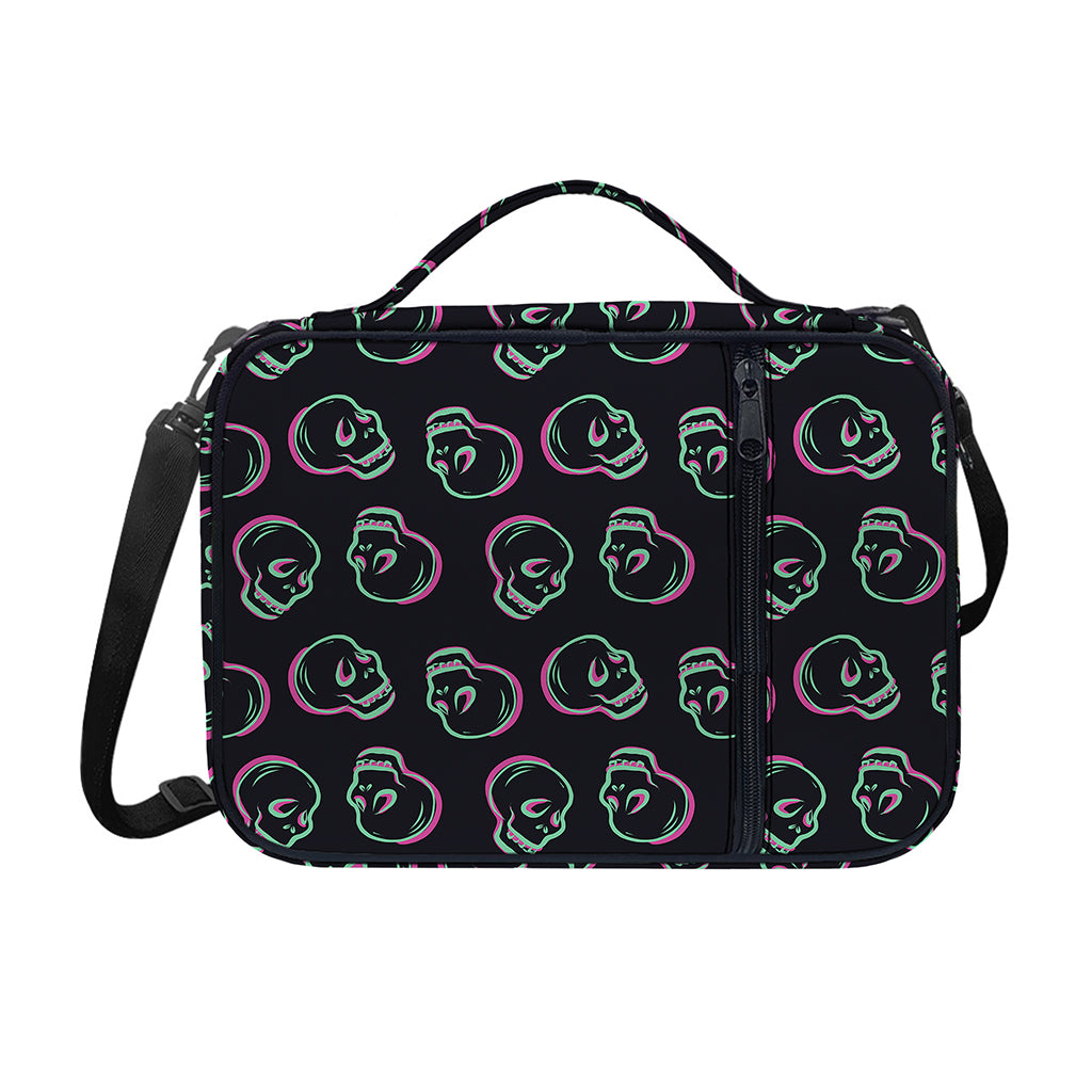 Purple And Teal Skull Pattern Print Shoulder Strap Bible Bag