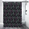 Purple And Teal Skull Pattern Print Shower Curtain