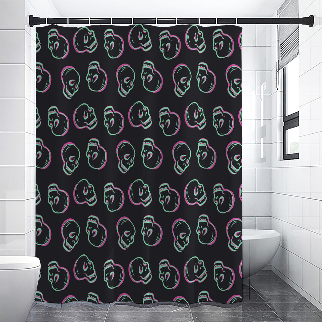 Purple And Teal Skull Pattern Print Shower Curtain