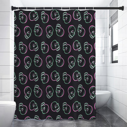 Purple And Teal Skull Pattern Print Shower Curtain
