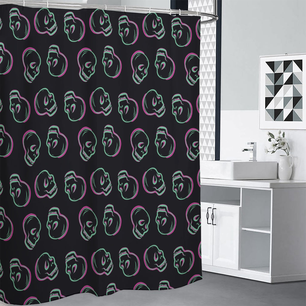 Purple And Teal Skull Pattern Print Shower Curtain