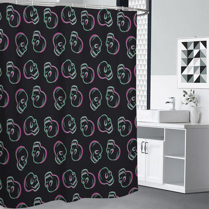 Purple And Teal Skull Pattern Print Shower Curtain