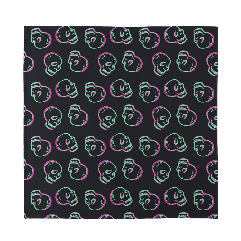 Purple And Teal Skull Pattern Print Silk Bandana