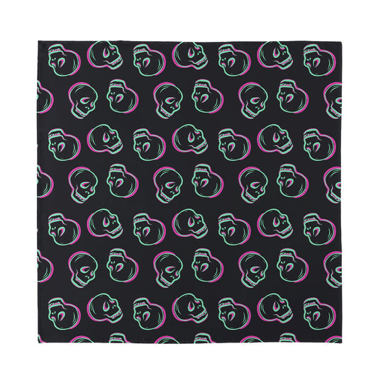 Purple And Teal Skull Pattern Print Silk Bandana