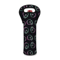 Purple And Teal Skull Pattern Print Single Neoprene Wine Tote