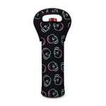 Purple And Teal Skull Pattern Print Single Neoprene Wine Tote