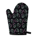 Purple And Teal Skull Pattern Print Single Oven Mitt