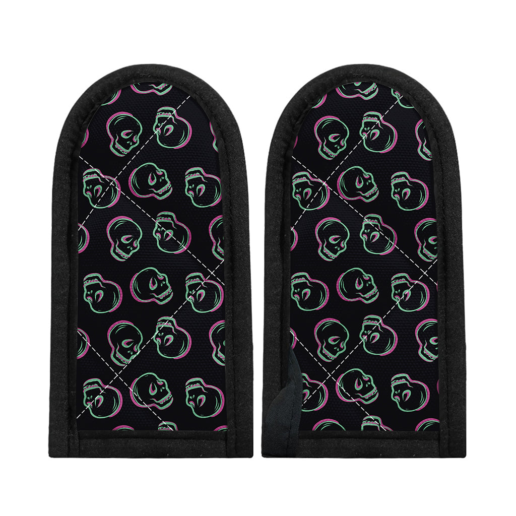 Purple And Teal Skull Pattern Print Skillet Handle Cover