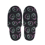 Purple And Teal Skull Pattern Print Slippers