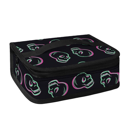 Purple And Teal Skull Pattern Print Small Lunch Bag