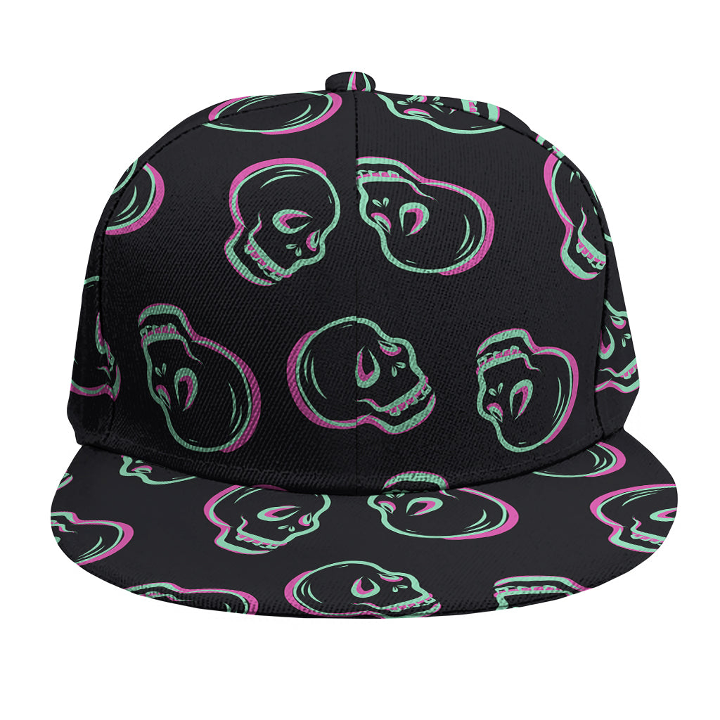 Purple And Teal Skull Pattern Print Snapback Cap