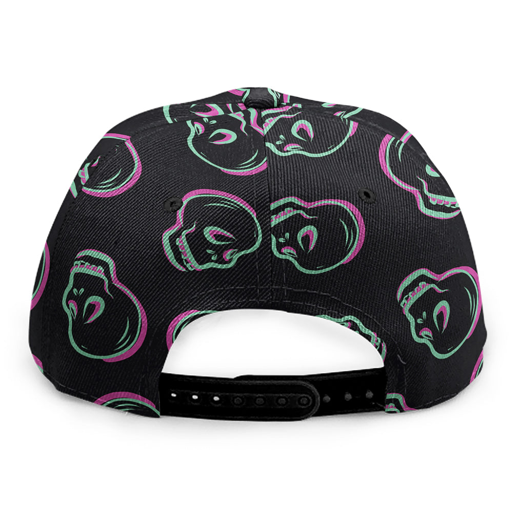 Purple And Teal Skull Pattern Print Snapback Cap