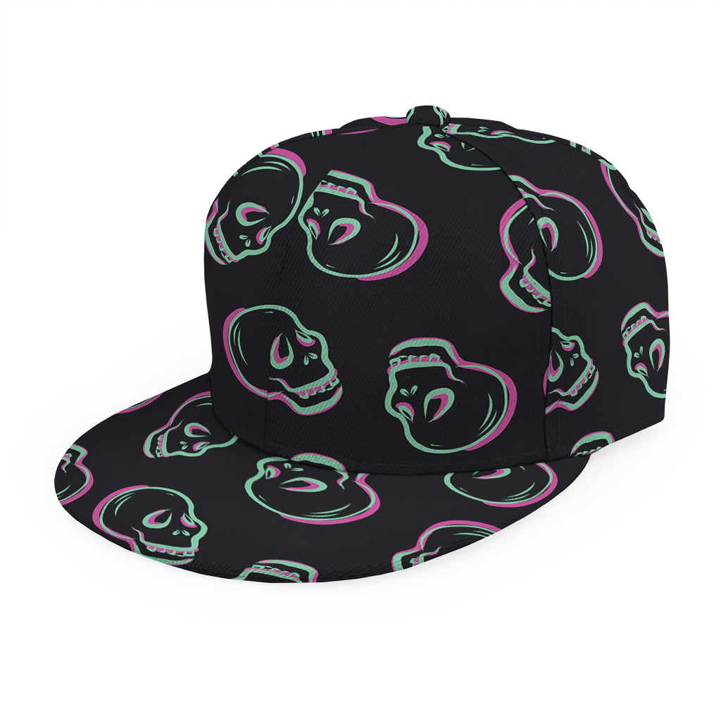 Purple And Teal Skull Pattern Print Snapback Cap