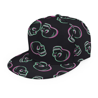 Purple And Teal Skull Pattern Print Snapback Cap