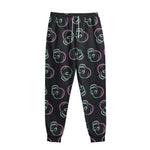 Purple And Teal Skull Pattern Print Sweatpants
