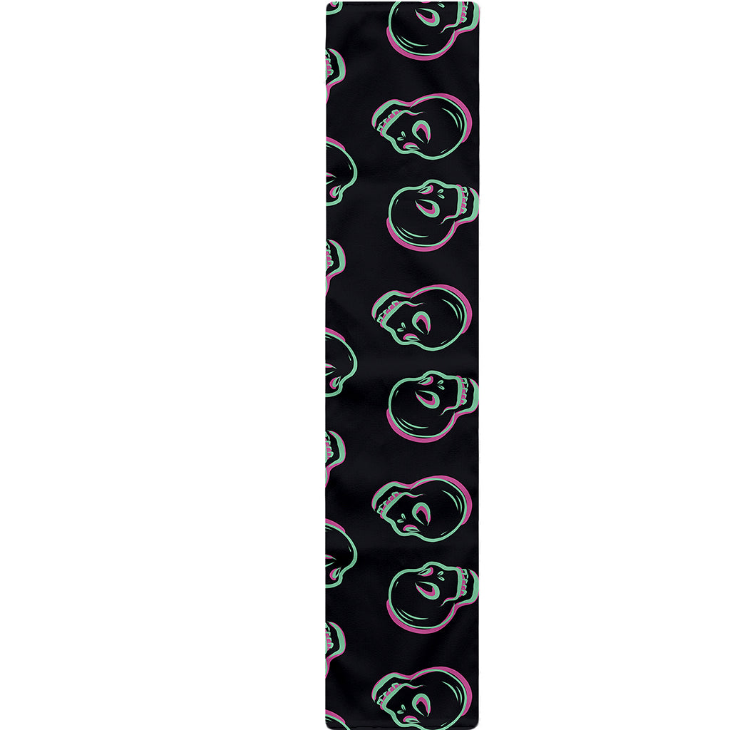 Purple And Teal Skull Pattern Print Table Runner