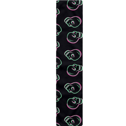 Purple And Teal Skull Pattern Print Table Runner