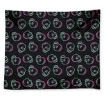 Purple And Teal Skull Pattern Print Tapestry