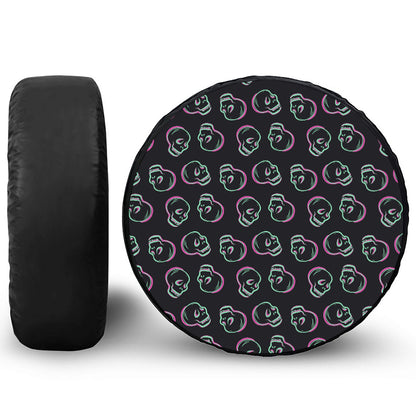 Purple And Teal Skull Pattern Print Tire Cover