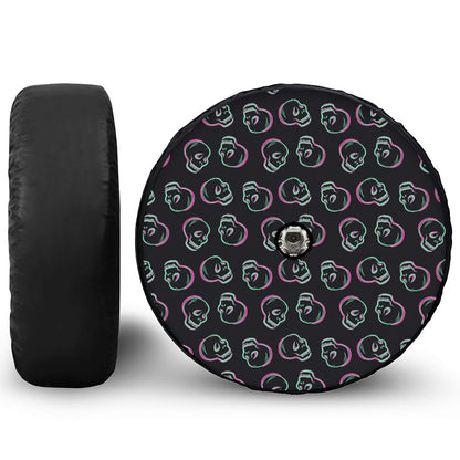 Purple And Teal Skull Pattern Print Tire Cover With Camera Hole
