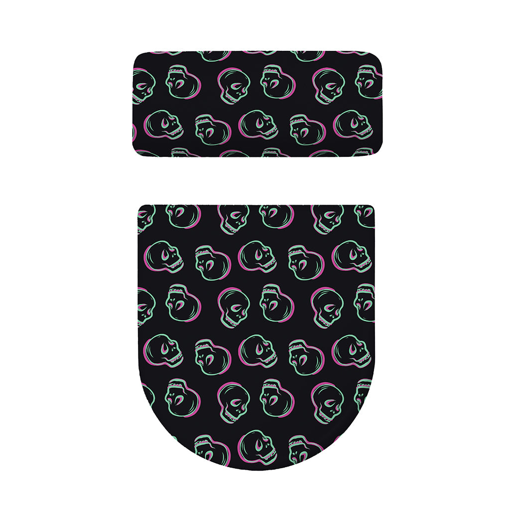 Purple And Teal Skull Pattern Print Toilet Lid And Tank Cover Set