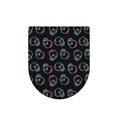 Purple And Teal Skull Pattern Print Toilet Lid Cover
