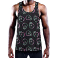 Purple And Teal Skull Pattern Print Men's Workout Tank Top