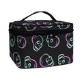 Purple And Teal Skull Pattern Print Travel Makeup Bag
