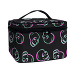 Purple And Teal Skull Pattern Print Travel Makeup Bag
