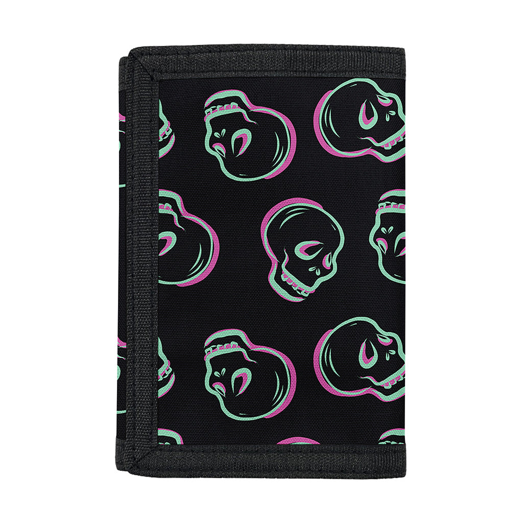 Purple And Teal Skull Pattern Print Trifold Wallet