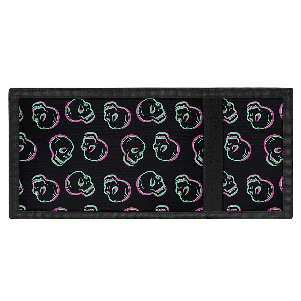 Purple And Teal Skull Pattern Print Trifold Wallet
