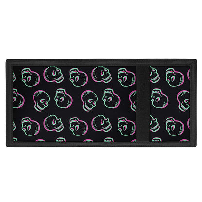 Purple And Teal Skull Pattern Print Trifold Wallet