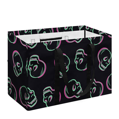 Purple And Teal Skull Pattern Print Utility Tote Bag